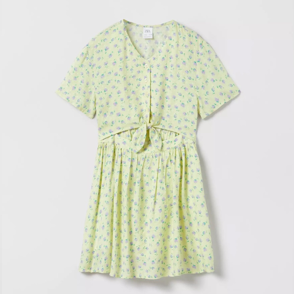 Zara kids Girls Cut Out flowers print knotted Dress